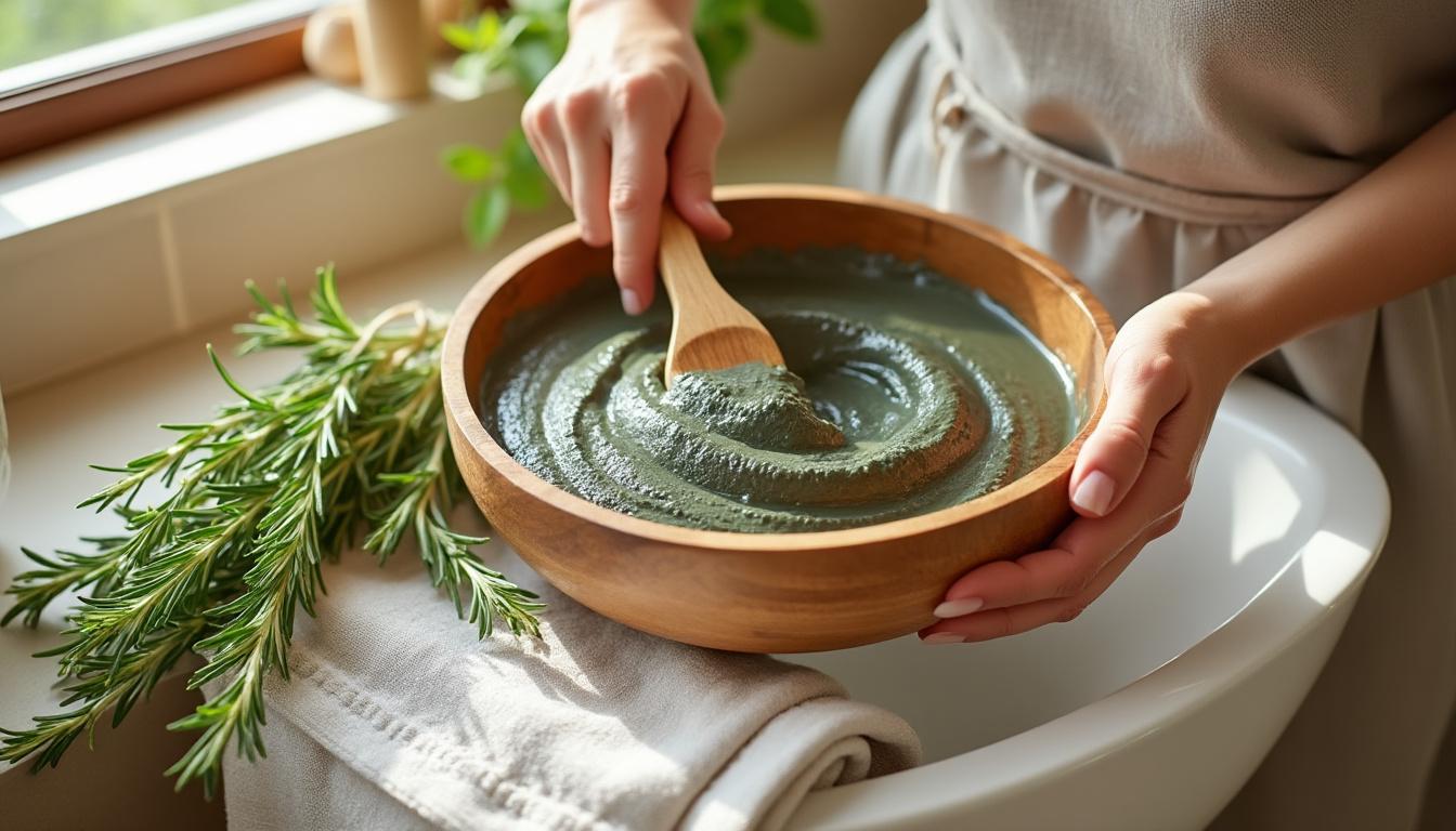 découvrez notre soin naturel avec un masque capillaire à l’argile et une infusion de romarin pour des cheveux éclatants, forts et en pleine santé.