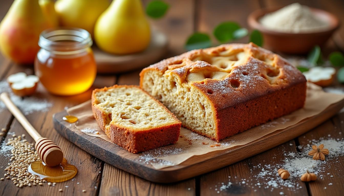 découvrez notre recette automnale de gâteau moelleux aux poires, farine de sarrasin et miel naturel, une douceur saine et savoureuse parfaite pour réchauffer vos envies gourmandes.