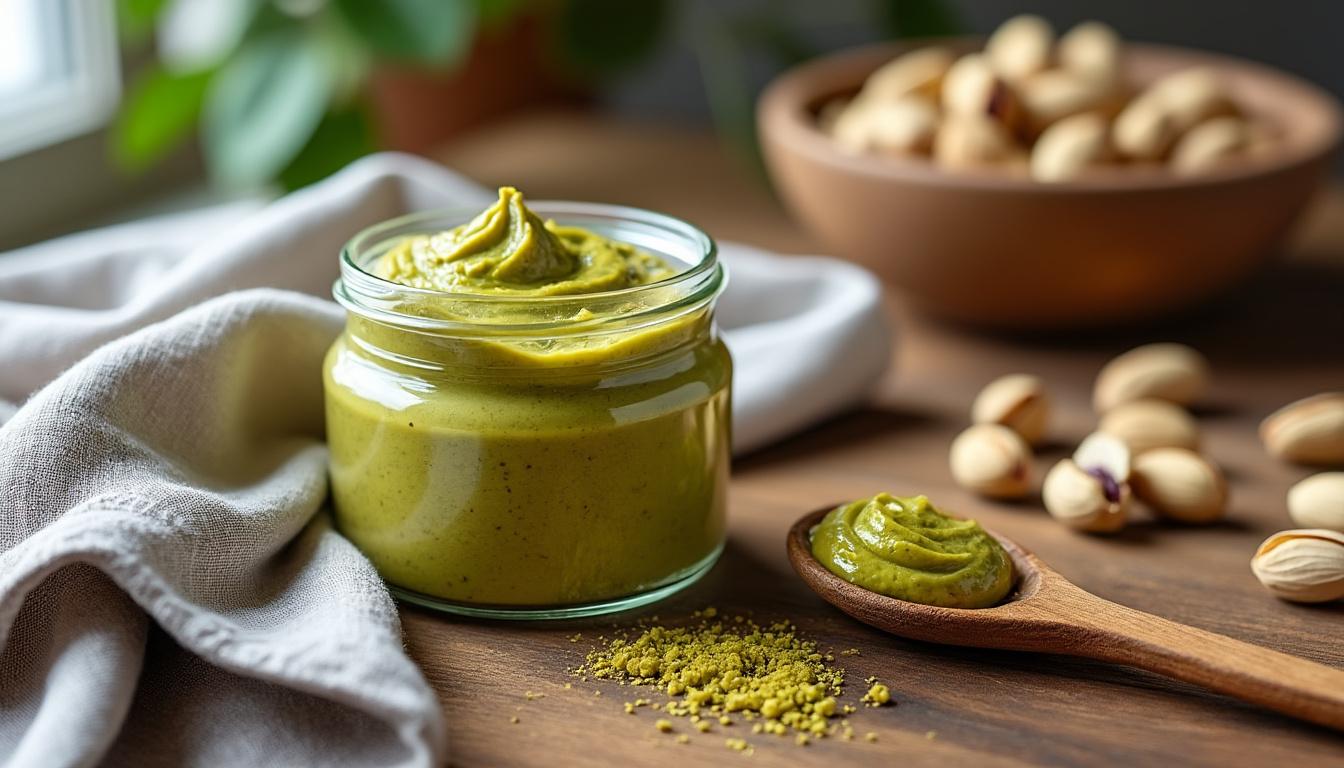 découvrez notre recette facile et gourmande de pâte à tartiner aux pistaches faite maison, pour un délice onctueux à savourer à tout moment.