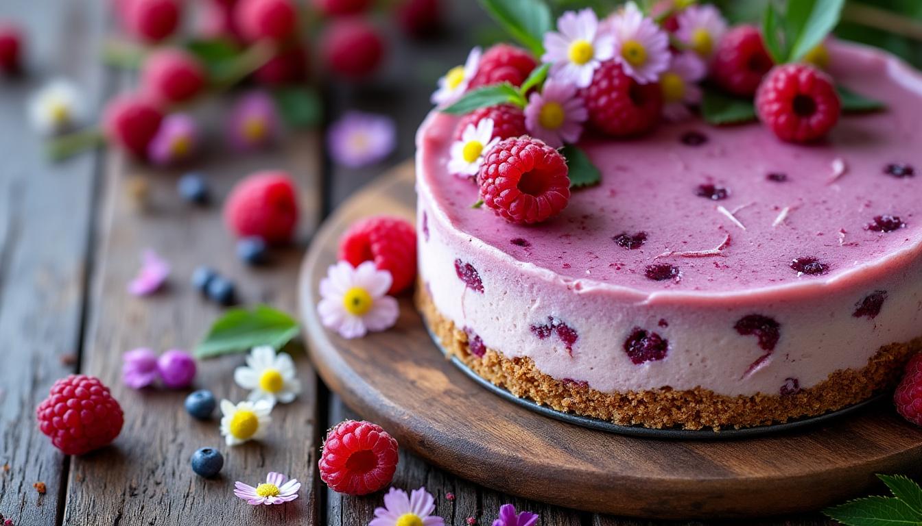 découvrez notre cheesecake vegan onctueux au cassis et à la noix de coco, une gourmandise saine et savoureuse parfaite pour toutes les envies sucrées.