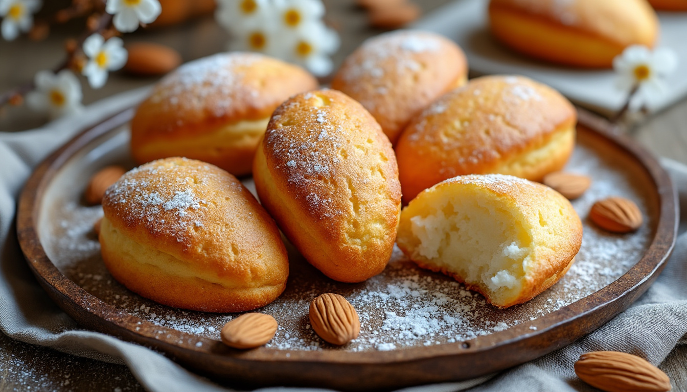 savourez nos madeleines aux amandes, moelleuses et gourmandes, 100% sans gluten ni lactose, idéales pour une pause douceur saine et délicieuse.