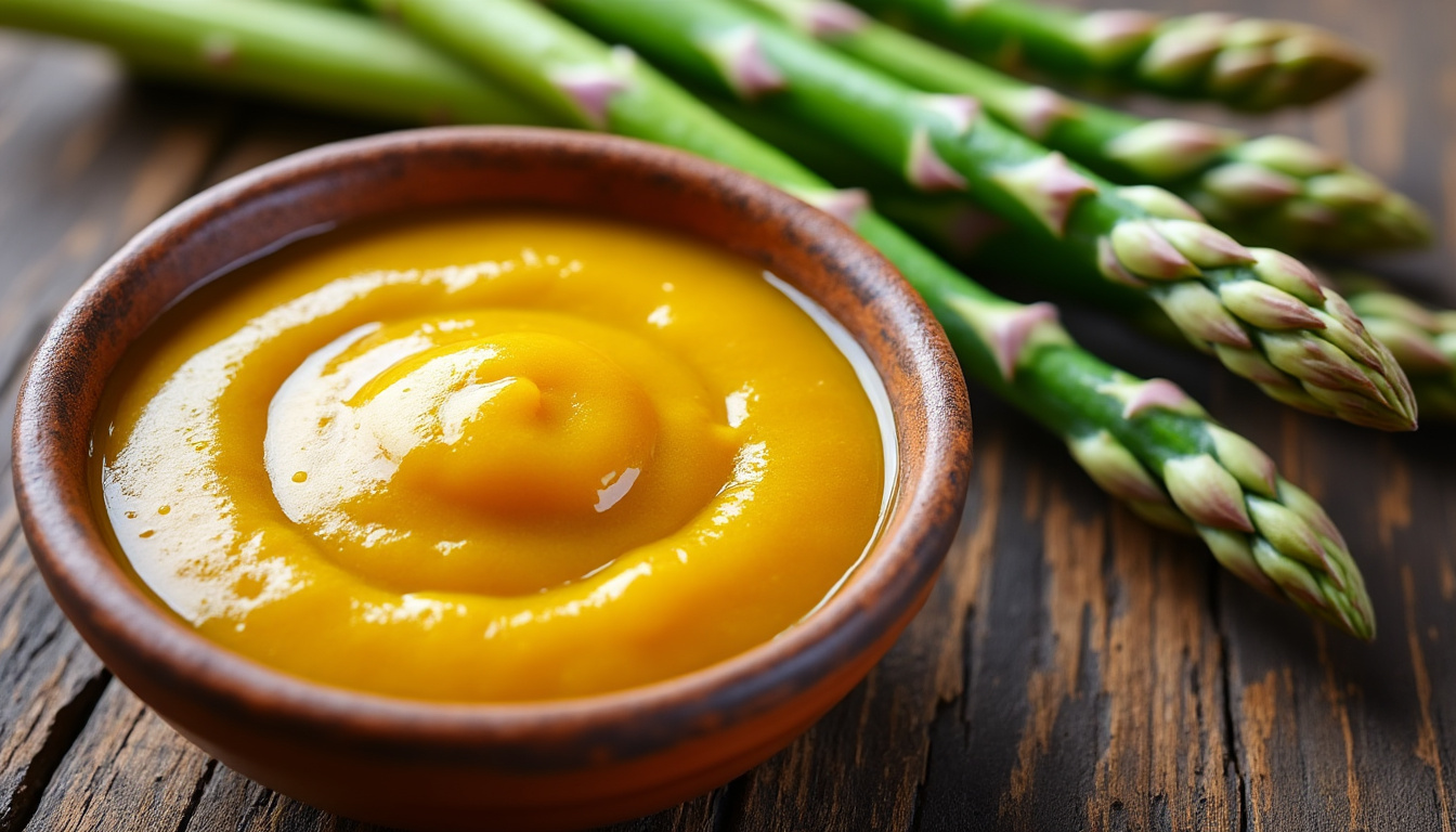 découvrez notre délicieuse sauce au curcuma, parfaite pour sublimer vos asperges printanières et apporter une touche savoureuse et originale à vos plats de saison.