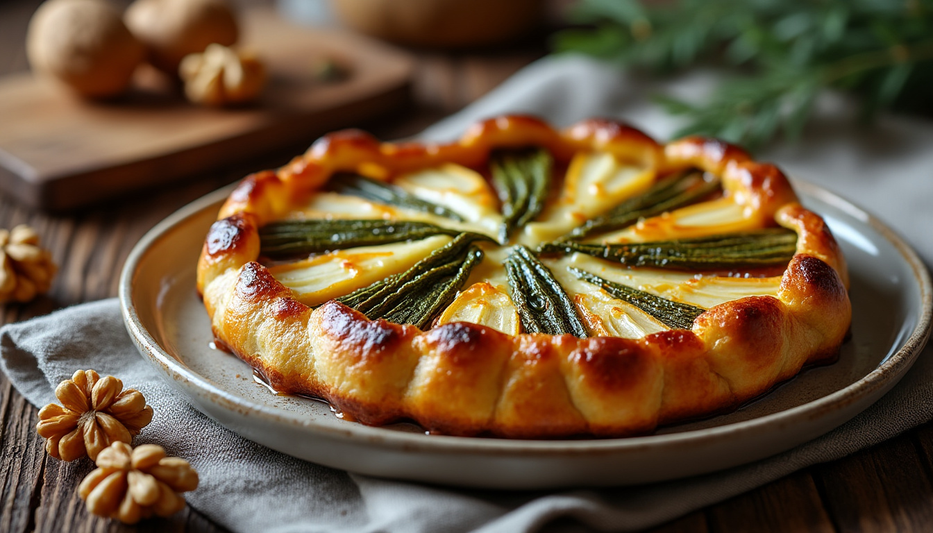 découvrez notre recette gourmande de tarte tatin aux endives caramélisées et fromage de chèvre fondant, une harmonie parfaite entre douceur et saveurs fromagères.