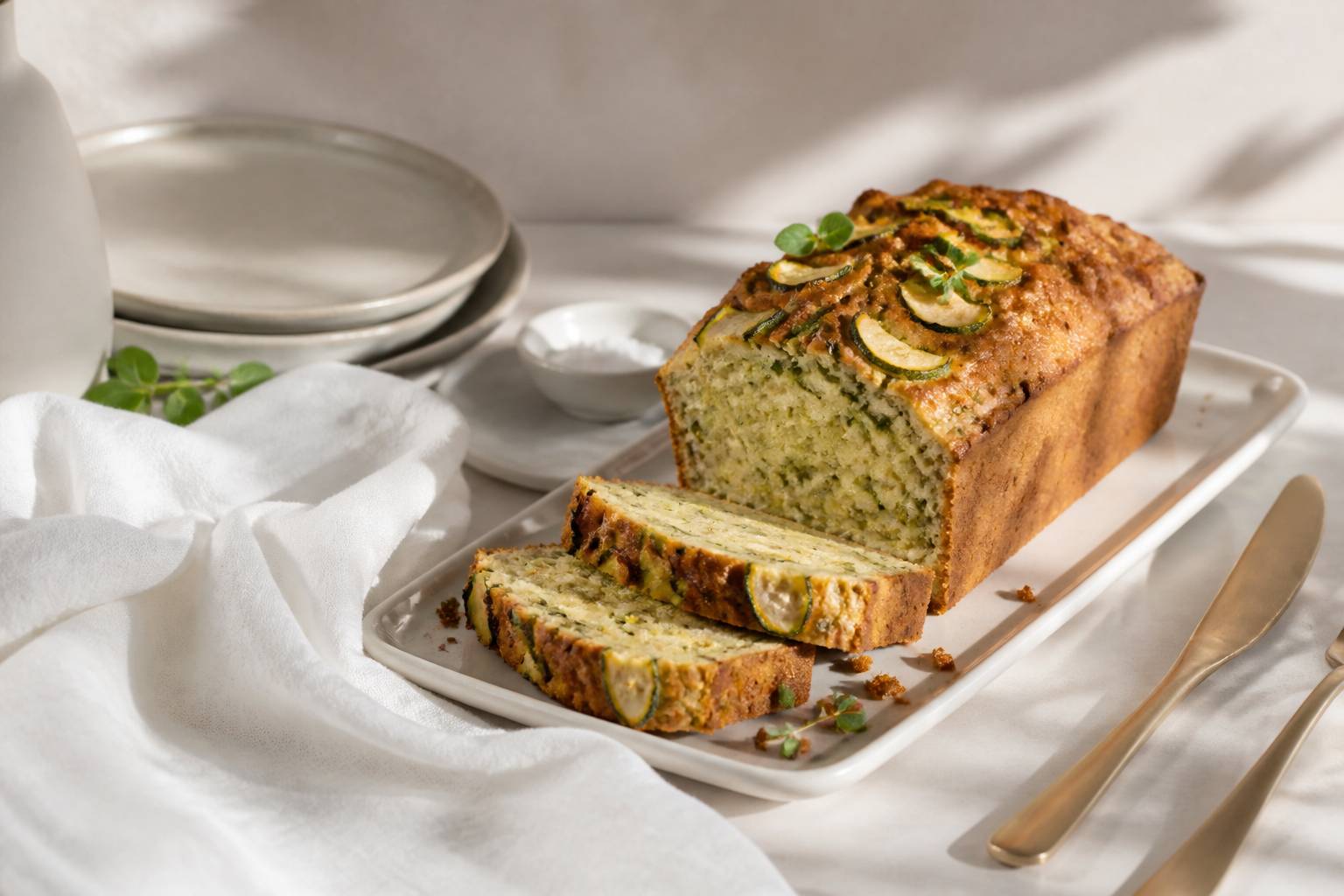 Photo mode/beauté - illustration article Savoureux cake aux courgettes relevé à la moutarde