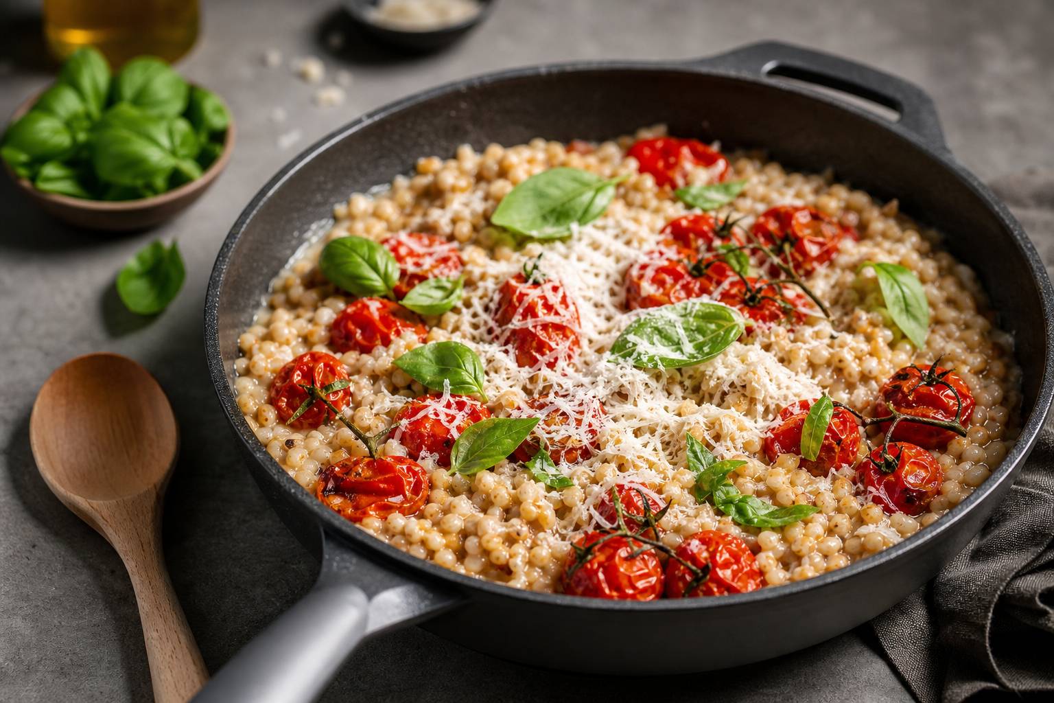 Illustration: Risotto de petit épeautre aux saveurs ensoleillées de la tom