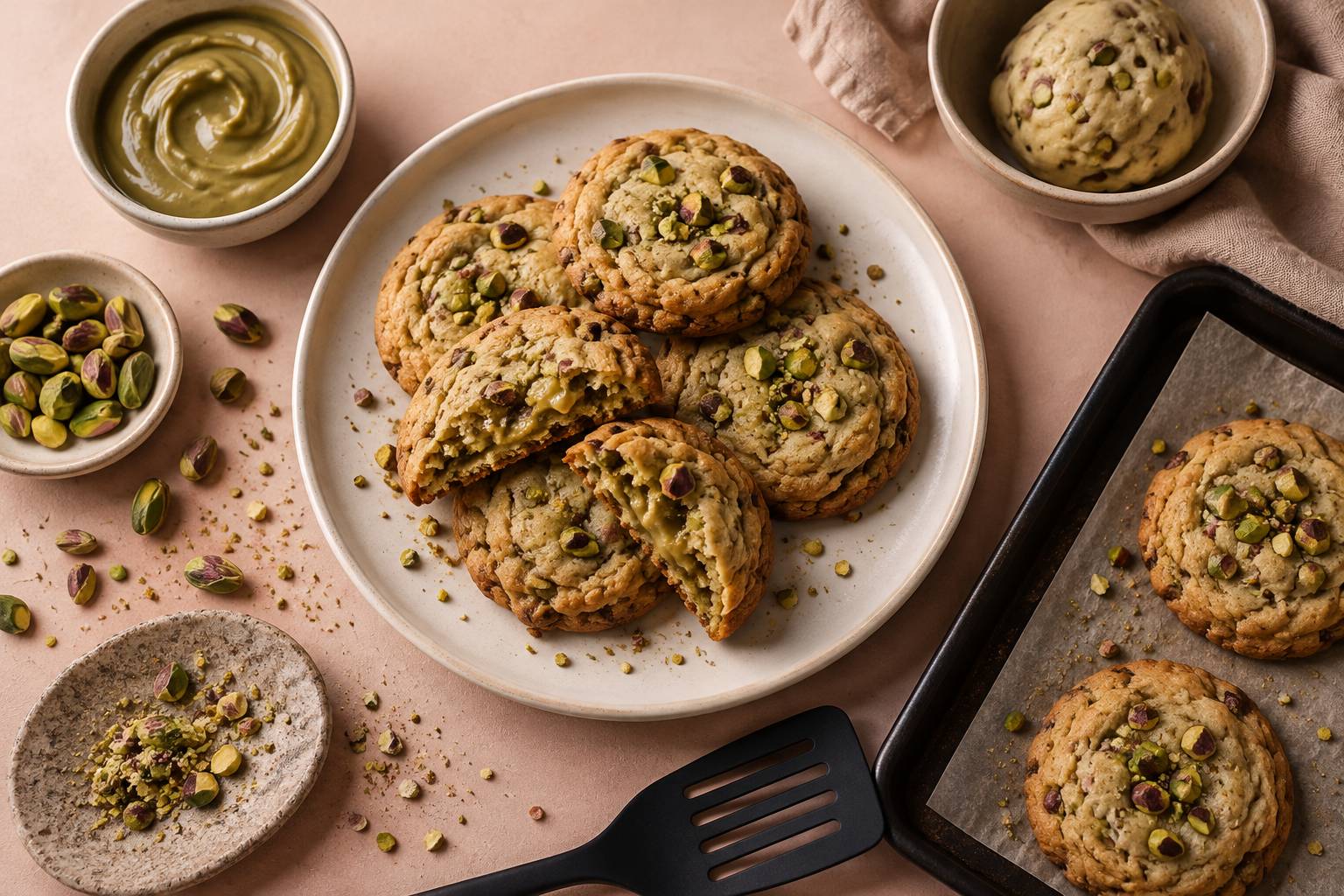 Illustration éditoriale du sujet : Cookies exquis à la pistache : une gourmandise irrésistible